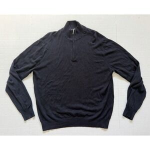 Suitsupply 1/4 Zip Sweater Mens XXL Navy Blue Silk Wool Cashmere Pullover Luxury